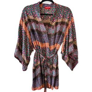 Josie by Natori Abstract Floral Kimono Robe Size Small Women’s “Happi Coat” Wrap